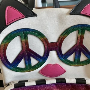 Zaino Betsey Johnson pace arcobaleno gatto hippie super carino - Foto 1 di 12