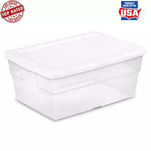 16Qt Clear Stackable Storage Bins W/ Lids Organizing Shoes Crafts 12-Pack New - Picture 1 of 6