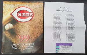 RARE 1999 Cincinnati Reds Spring Training Program with Red Sox Ticket Stub - Picture 1 of 4