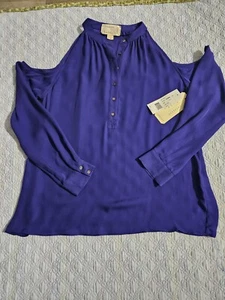 Artelier Nicole Miller 100% Silk Top Women's Size S Cold Shoulder Long Sleeve. - Picture 1 of 6