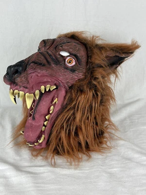 Adult Mens Werewolf Wolf Halloween Classics Costume Overhead Mask With Hair - Image 1 of 4