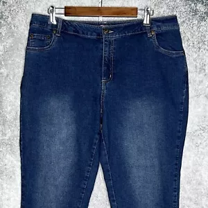 Woman Within womens tapered jeans Plus size 16W stretch med wash high rise - Picture 1 of 7