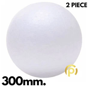 Polystyrene Ball 300mm (30cm) - Sphere Arts Craft Deco 2-Piece UK P&P Stock - Picture 1 of 4