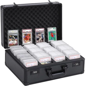 4-reihige abgestufte Karten Aufbewahrungsbox Etui für 150+ Platten PSA Platte Koffer mit Schlüsselschloss - Bild 1 von 12