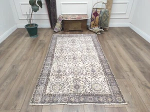 Beige Teppich, Vintage Teppich, Türkischer Teppich, Oushak Teppich, Türkei Teppich 3,9 x 6,9 Fuß - Bild 1 von 10