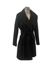 New with Tags Ann Taylor black classic wrap winter coat MP $197 - Picture 1 of 3