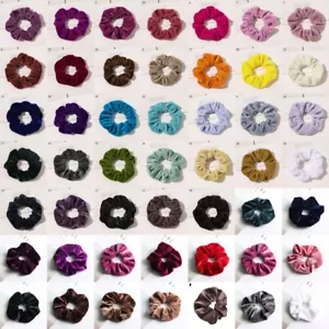 Over 40 Colors Soft Velvet Elastic Hair Scrunchies Bands Hair Band Hair Tie Rope - Picture 1 of 66