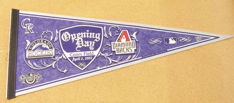 2007 Opening Day Arizona Diamondbacks at Colorado Rockies regular pennant Cover