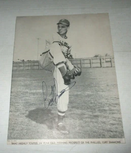 Curt Simmons Signed 7 1/4" x 9 1/2" Magazine Photo - Philadelphia Phillies - Picture 1 of 3