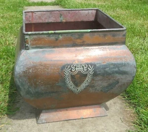 Rustic Vintage Copper Square Outside Flower Pot - Picture 1 of 22