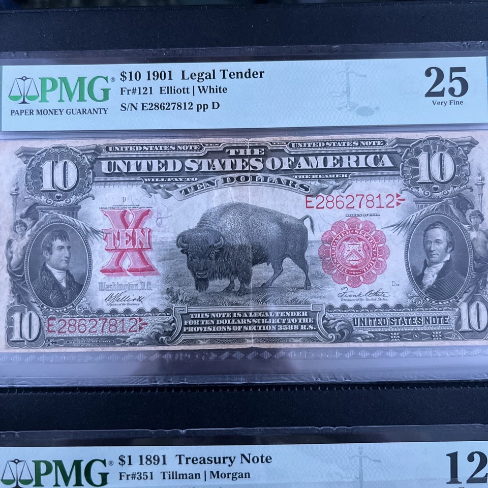 1901 $10 Legal tender Fr#121 PMG-25 Buffalo Note  - Image 1 of 4