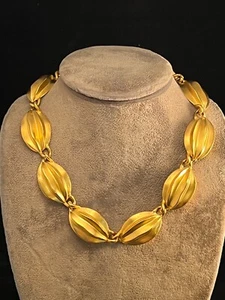 1980s Givenchy Bijoux Collar Choker Golden Satin Chunky Necklace w/ Tag - Picture 1 of 5