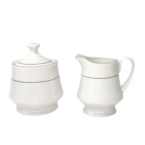 Cream and Sugar bowl By Farberware Porcelain Simplicity Platinum 4207 - Picture 1 of 6