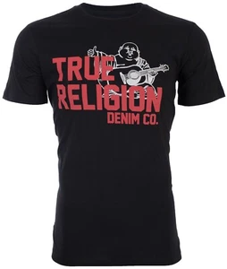 $69 TRUE RELIGION Black BUDDHA APPROVED Short Sleeve Designer Graphic T-shirt - Picture 1 of 7