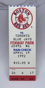 Boston Red Sox vs Toronto Blue Jays 19. April 1992 Vintage Ticket Stub, Fenway Park - Bild 1 von 6