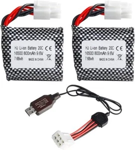 2 batterie agli ioni di litio da 9,6 V 800 mAh 20 C con connettore EL-6P e ca... - Imagen 1 de 12