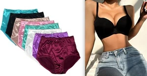 3/6 PRETTY SATIN BIKINIS Style PANTIES Womens Underwear #3125 ANN S M L XL - Picture 1 of 6