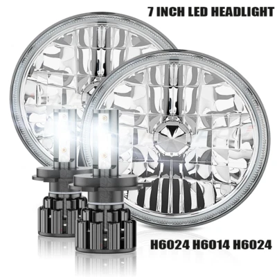Pair 7" inch Round LED Headlights High/Low Housing Fit Dodge Dart 1964-1976 D100 - Image 1 of 4