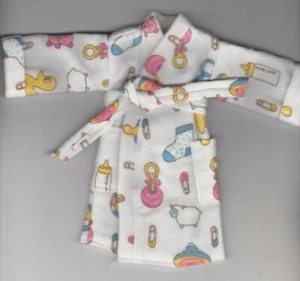 Baby Items Print Flannel Robe That Fits Ken/Barbie and Elf Doll R3 - Picture 1 of 1