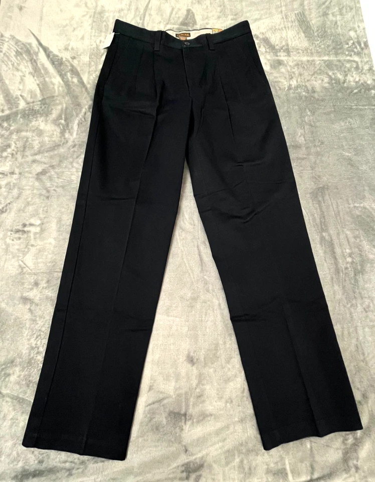 Cherokee Ultimate Khaki Pants Mens 34x34 Navy Pleated Straight Leg Classic Fit - Image 1 of 4