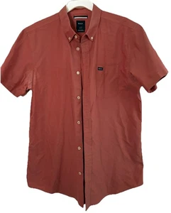 RVCA Button Down Hemd Herren L Rost Orange Rot Slim Fit Kurzarm Tasche Freizeit - Bild 1 von 9