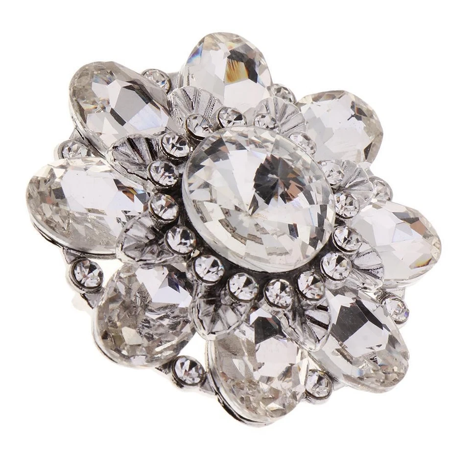 Alloy 46mm Crystal Rhinestone Shank Buttons Flower DIY - Image 1 of 1
