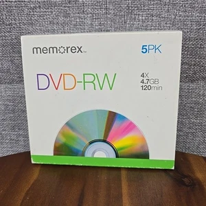 Memorex DVD-RW 4.7GB - 4x - 120min - Paquete de 5 Nuevo paquete abierto - Imagen 1 de 6