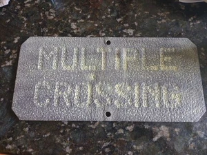 RAILROAD CROSSING SIGN Hammered IRON Handmade Early RARE 18" Yellow Paint - Picture 1 of 5