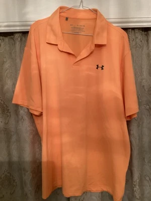 Stunning Men’s Orange Golf Polo Shirt By Under Armour - Size UK Extra Large - Image 1 of 3