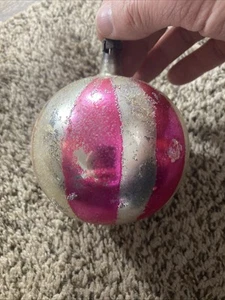 Vintage Jumbo Weihnachtsschmuck Glimmer handbemalt Polen - Bild 1 von 6