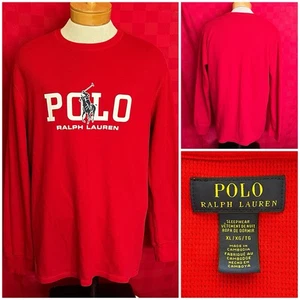 NUOVO Polo Ralph Lauren Waffle Camicia Manica Lunga John Taglia XL Pigiama Logo Rosso - Foto 1 di 8