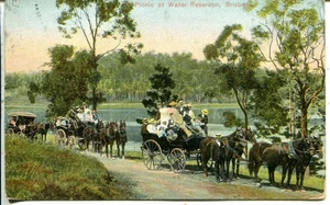 Australia Brisbane Picnic at Water Reservoir  1906 cover on postcard - Picture 1 of 4