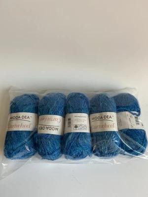 Moda Dea Cartwheel 100% Wool Lot of 5 Yarn 50g Color Sea Blues NEW - Image 1 of 4