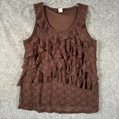 Camiseta sin mangas de colección Cocomo Forest Fairy con volantes de encaje talla 2x marrón grunge caprichoso Y2K Foto 1 de 4