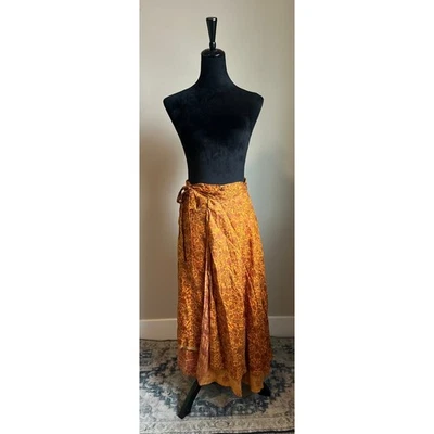 4 ONENESS Women's Cut Silk Floral Print Layered Wrap Midi Skirt One Size - Image 1 of 4