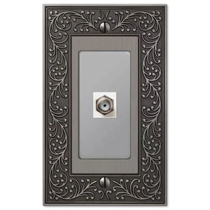 Englischer Garten 1 Gang Koax Metall Wandplatte - Antik Nickel - Bild 1 von 12