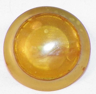 Art Deco Celluloid Button Yellow Mustard Clear Vintage Coat Jacket  #14 - Image 1 of 3