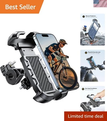 One-Hand Operation Motorcycle Phone Mount - Never Fall Off! Fits 4.7-6.8” Phones - Image 1 of 4