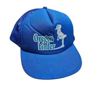 Vintage 1984 Oregon Birder Trucker Hat Blue Snapback Mesh Back Bird Watcher - Picture 1 of 6