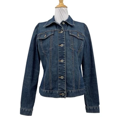 Chaqueta vintage Gap para mujer L grande azul elástico vaquero solapa bolsillos camionero Foto 1 de 4