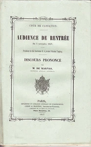 C1 COUR DE CASSATION Audience Rentree 1857 DISCOURS MARNAS Histoire Grand Chambr - Imagen 1 de 1