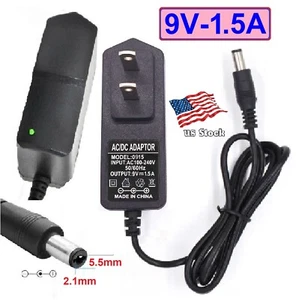 9V 1.5A AC/DC Adapter Replacement Power Supply with 5.5x2.1mm DC Power Tip - Picture 1 of 7