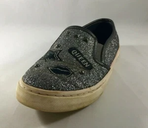 Girl Children's Place Silver Glitter Slip On Queen Star Sneaker Shoe Size 2Y - Picture 1 of 5