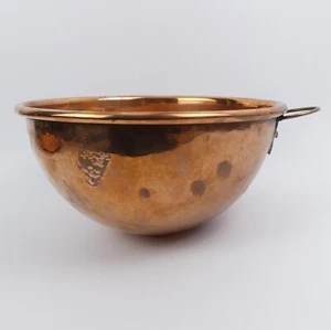 VICTORIAN ANTIQUE PLANNISHED HAND BEATEN COPPER MIXING BOWL (GOOD GAUGE) - Picture 1 of 5
