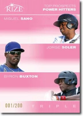 2012 Miguel SANO * Jorge SOLER * Byron BUXTON Rize PINK Paragon RC #/200 - Imagem 1 de 2