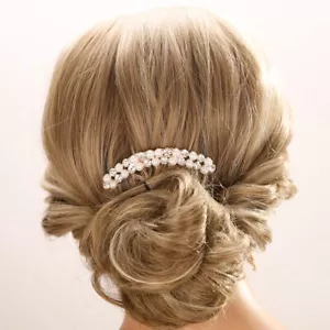 Pearl Crystal Hair Combs French Rhinestone Bridal Wedding Hair Accessories - Picture 1 of 5
