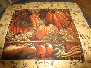 MACCHINA TRAPUNTATA--FILO ORO--ZUCCHE E ZUCCHE-- 13" X 14"- -#R5-11 - Foto 1 di 12