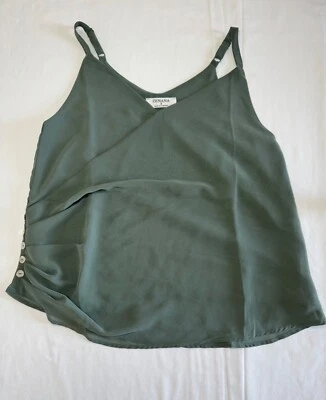Zenana Top Green Sleeveless Button Detail Layered Size Small Combodia - Image 1 of 4