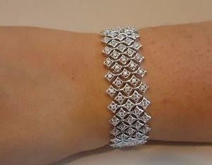 STERLING SILVER DESIGNER ITALIAN MADE TENNIS BRACELET LAB CREATED DIAMONDS - Picture 1 of 9