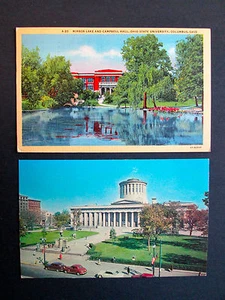  OHIO STATE UNIVERSITY 1942 + OHIO STATE CAPITOL Columbus OH 2 Vintage Postcards - Picture 1 of 2